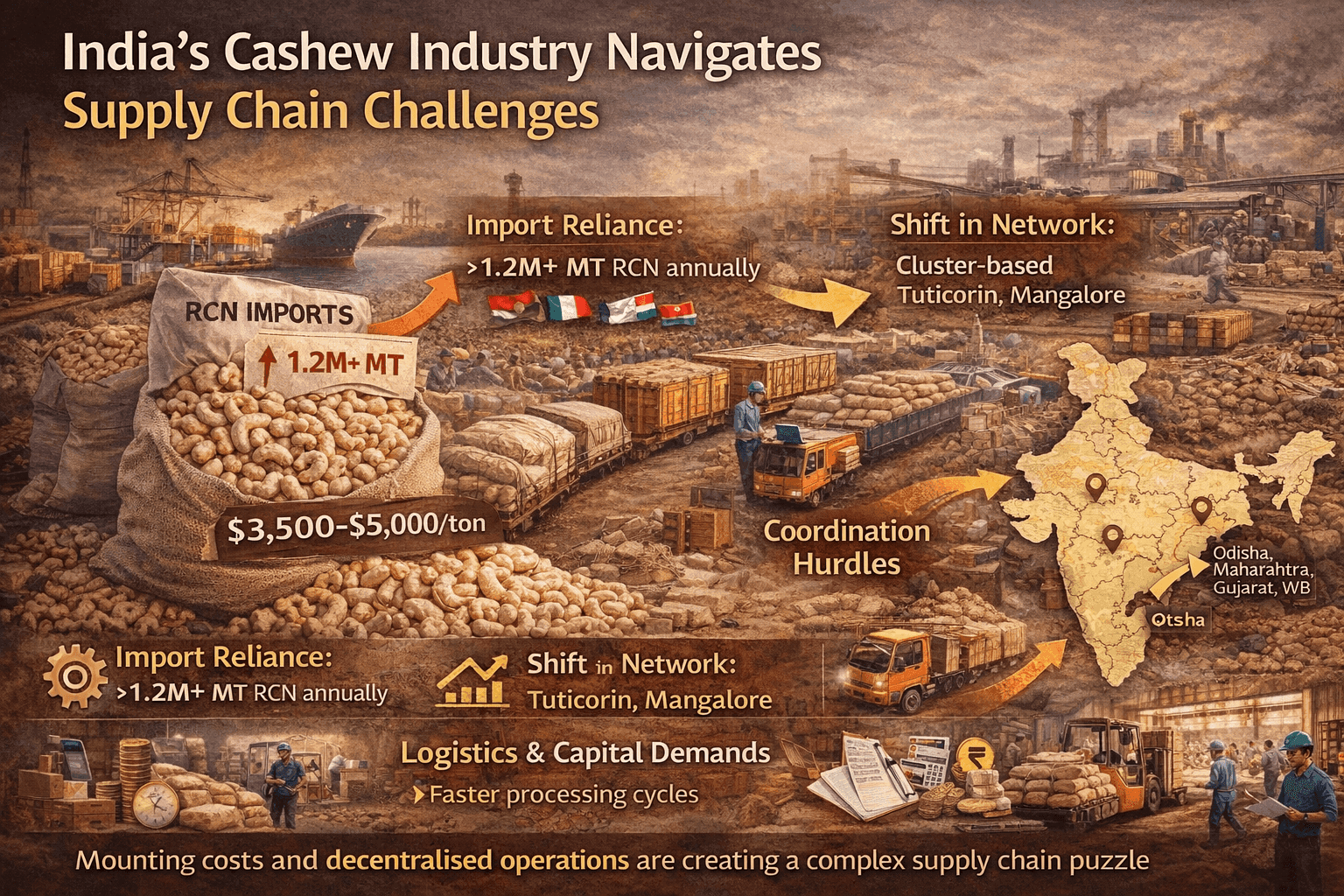 India’s Cashew Industry Faces Structural Shift Amid Rising Costs and Network Complexity